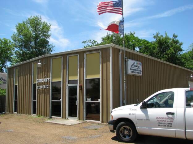 Duncan's Electric shop building with a company truck out front